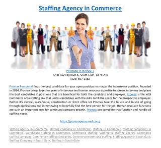 Staffing Agency in Commerce