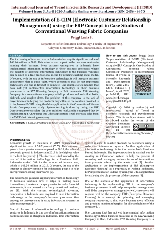 Implementation of E CRM Electronic Customer Relationship Management using the ERP Concept in Case Studies of Conventiona