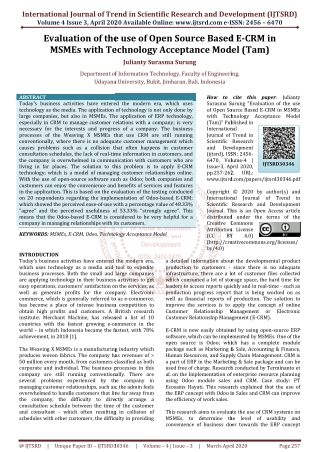 Evaluation of the use of Open Source Based E CRM in MSMEs with Technology Acceptance Model Tam