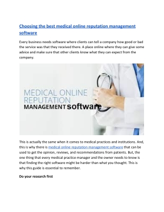 Medical online reputation management software