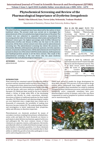 Phytochemical Screening and Review of the Pharmacological Importance of Erythrina Senegalensis