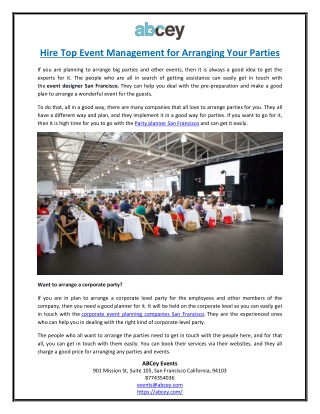 Hire Top Event Management for Arranging Your Parties