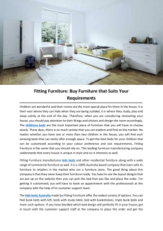 Fitting Furniture: Buy Furniture that Suits Your Requirements