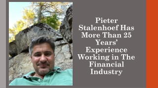 Pieter Stalenhoef Has More Than 25 Years’ Experience Working in The Financial Industry