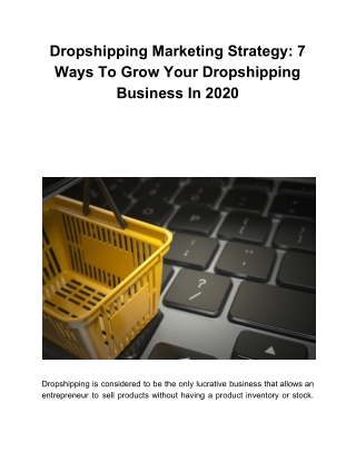 Dropshipping Marketing Strategy: 7 Ways To Grow Your Dropshipping Business In 2020