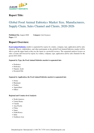 Food Animal Eubiotics Market Size, Manufacturers, Supply Chain, Sales Channel and Clients, 2020-2026