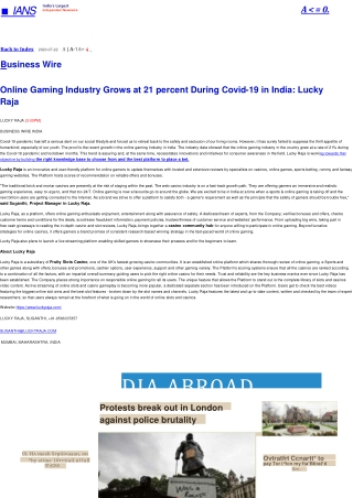 Online Gaming Industry Grows at 21 percent During Covid-19 in India: Lucky Raja