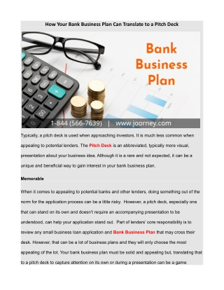 How Your Bank Business Plan Can Translate to a Pitch Deck