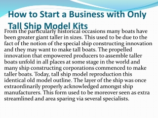 How to Start a Business with Only Tall Ship Model Kits