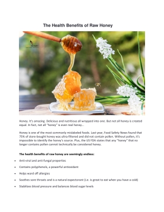 The Health Benefits of Raw Honey