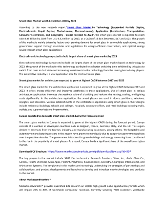 Smart Glass Market by Technology, Application | COVID-19 Impact Analysis | MarketsandMarkets