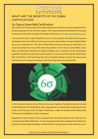 What are the benefits of Six Sigma Certification?