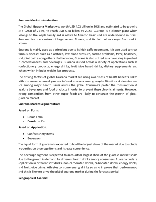 Global Guarana Industry Growth, Trends, Value, and Forecast 2020-2025