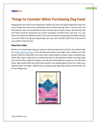 Things to Consider When Purchasing Dog Food