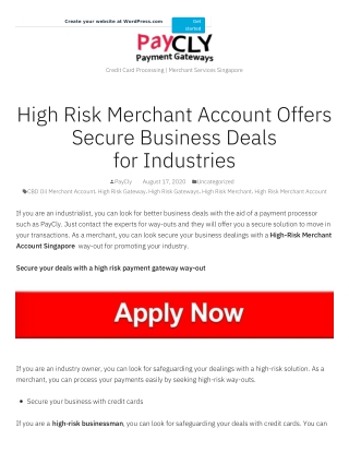 High Risk Merchant Account Offers Secure Business Deals for Industries