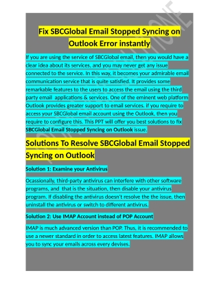 Call 1-800-316-3088 How To Fix  SBCGlobal Email Stopped Syncing on Outlook Error