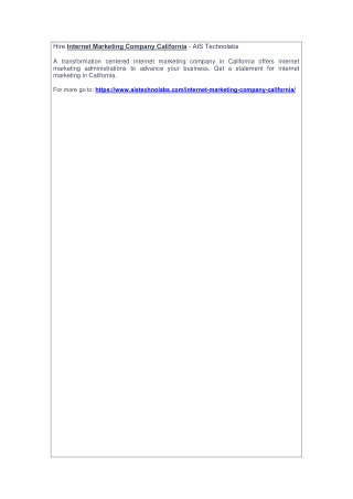 Hire Internet Marketing Company California - AIS Technolabs