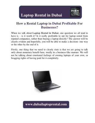 How a Rental Laptop in Dubai Profitable For Businesses?