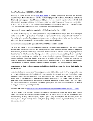 Smart Pole Market | Industry Analysis and Market Forecast to 2023 | MarketsandMarkets