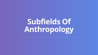 Subfields Of Anthropology
