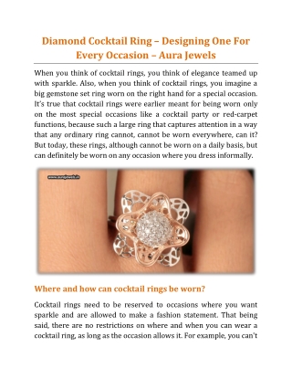 Diamond Cocktail Ring – Designing One For Every Occasion - Aura Jewels