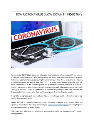 How Coronavirus Slow Down IT Industry