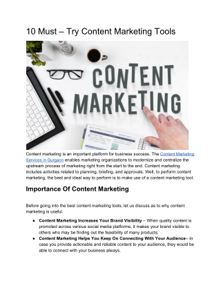 10 Must – Try Content Marketing Tools