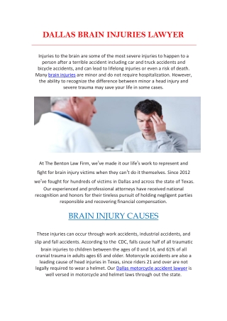 Brain Injuries Attorney in Dallas