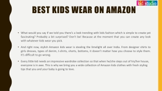 Best kids wear on amazon - kidstudio