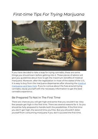 First-time Tips For Trying Marijuana