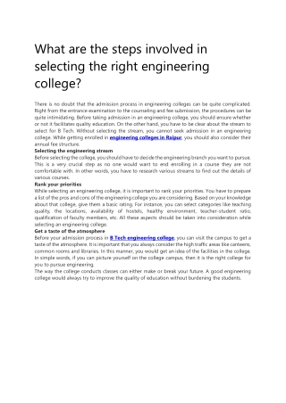 What are the steps involved in selecting the right engineering college?