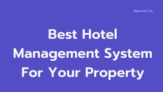 Nanovise Hotel Management System