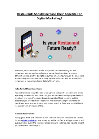 Restaurants should increase their appetite for digital marketing