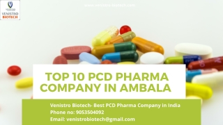 Top 10 PCD Pharma Companies in Ambala