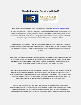 Dubai Plumbing|mezaar.ae