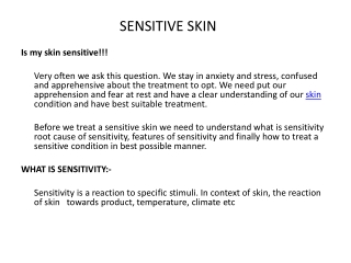 Sensitive Skin