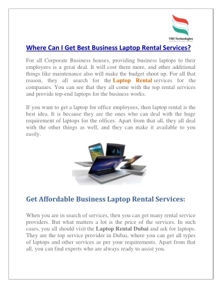 Where Can I Get Best Business Laptop Rental Services?