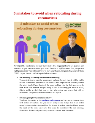 5 mistakes to avoid when relocating during coronavirus