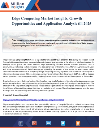 Edge Computing Market Insights, Growth Opportunities and Application Analysis till 2025