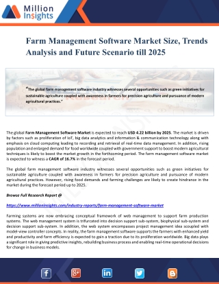 Farm Management Software Market Size, Trends Analysis and Future Scenario till 2025