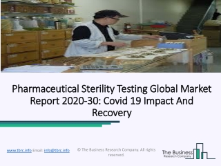Global Pharmaceutical Sterility Testing Market Growth Opportunities Forecast 2020-2023