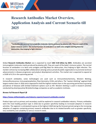 Research Antibodies Market Overview, Application Analysis and Current Scenario till 2025
