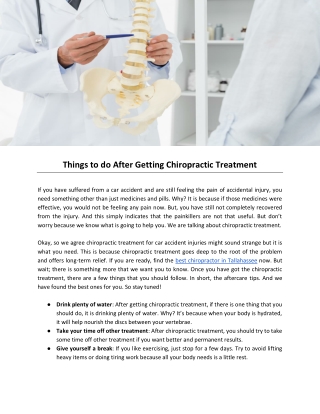 Things to do After Getting Chiropractic Treatment