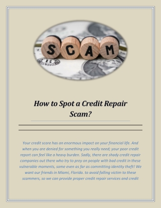 How to Spot a Credit Repair Scam?