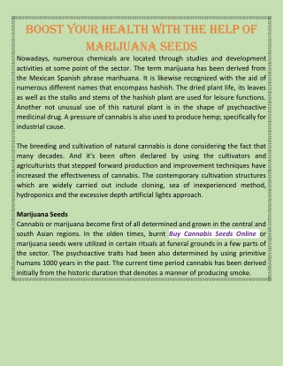 Boost Your Health with the Help of Marijuana Seeds