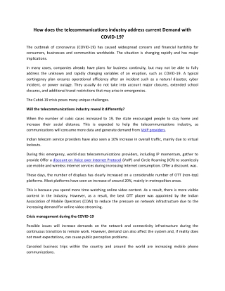 How does the telecommunications industry address current Demand with COVID-19?