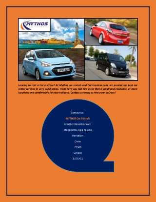 Rent a Car in Crete - Creterentcar.com