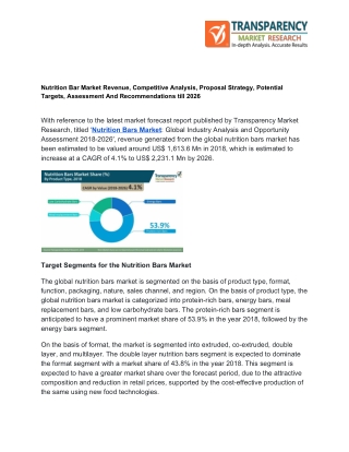 Nutrition Bar Market Revenue, World Sales, Consumption, Demand And Forecasts to 2026