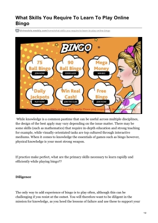 What Skills You Require To Learn To Play Online Bingo