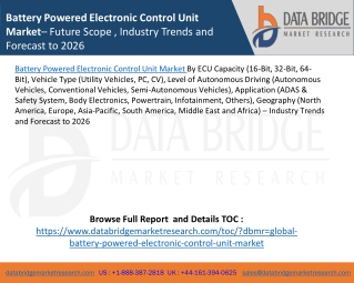 Battery Powered Electronic Control Unit Market– Future Scope , Industry Trends and Forecast to 2026